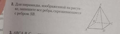 Для пирамиды, изображенной на рисунке, запишите все ребра , скрещивающиеся с ребром SB