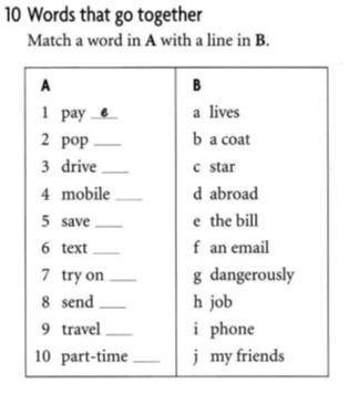 Match a word in A with a line in B.