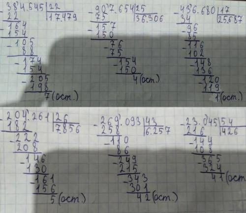 2Б Выполни столбиком деление с остатком. Проверь. 384 545 : 22 907 654:25 436 680:17 204 261:26 269