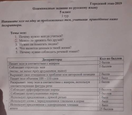 Oaumn олимпилие задания по русскому языку І тур Меннее не се на одну о предложенных тем, учитывая пр