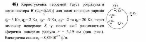 Нужно решить задачу по физике. Користуючись теоремой Гауса розрахувати потік вектора E (ФЕ=    S