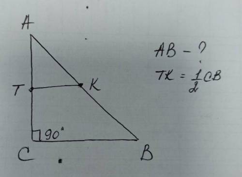 ТЕОРЕМА ФАЛЕСА Точка Т - середина катета АС рівнобедренного прямокутного трикутника АВС (С=90°). Від