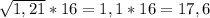 \sqrt{1,21} *16=1,1*16=17,6