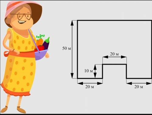 На рисунке изображён огород бабы Маши. Найдите периметр данного огорода. ))