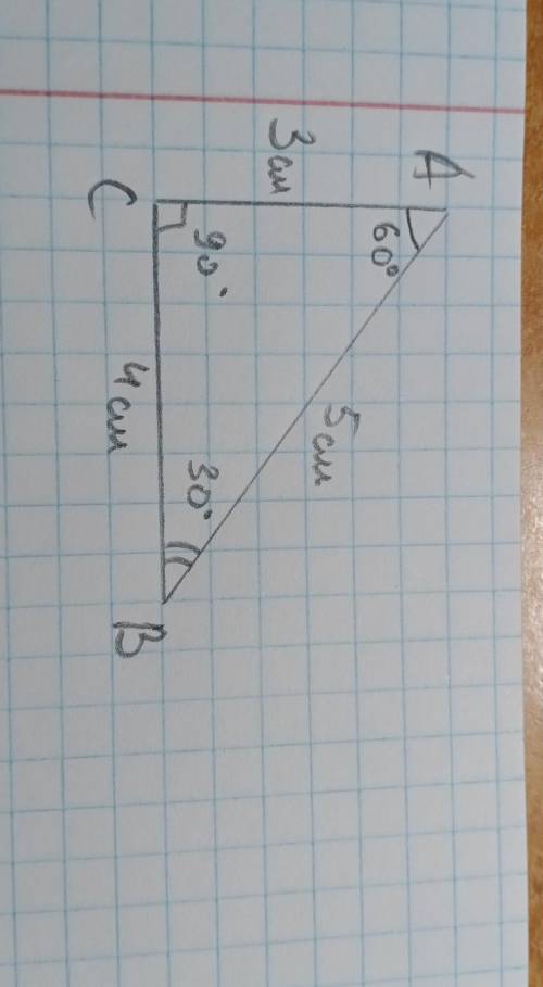 За до косинця накресліть прямокутний трикутник, сторони якого, що прилягають до прямого кута , дорів