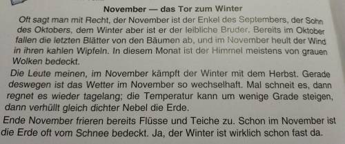 1. Wie ist das Wetter im Herbst? 2. Wie sind die Straßen und Höfe? 3. Wie sieht der Herbstwald aus?