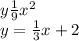 y \frac{1}{9} {x}^{2} \\ y = \frac{1}{3} x + 2