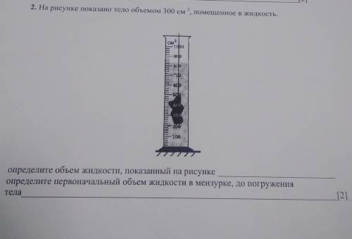 2. На рисунке показано тело объемом 300 см , помещенное в жидкость.