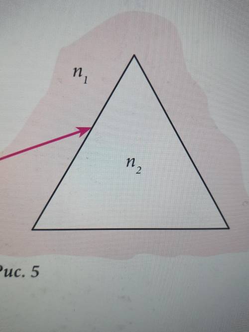 Постройте траекторию светового луча в треугольной призме (рис. 5), если известно, что показатель пре