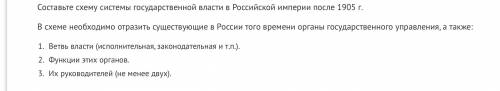 Составьте схему системы государственной власти в Российской империи после 1905 года