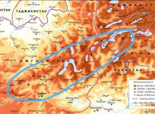 Где на карте : А) киньлюнь Б) Гиндукуш Нарисовать место точкой! Карту прилодила там нарисовать точко