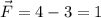 \vec{F} =4-3=1