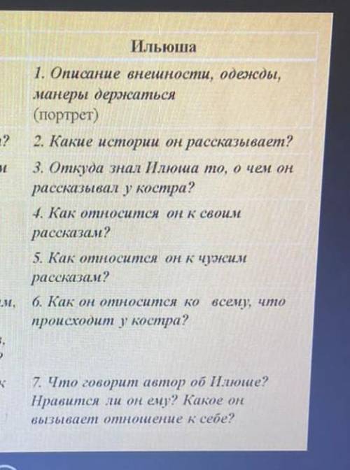 ответить письменно на эти вопросыПро Илюшу персонажа из рассказа Бежий луг