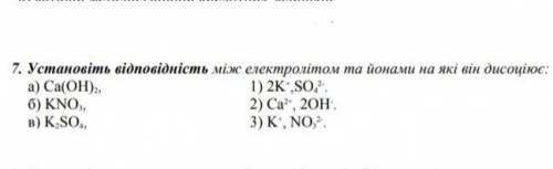 іть::Установіть відповіднфсть між електролітом та йонами на які він дисоціює