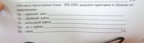 4. Вставьте пропущенные буквы ПРЕ-ПРИ, выделите приставки и обьясни их