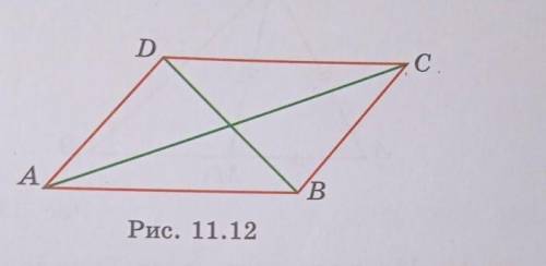 На рисунке 11.12 треугольники ABC и CDА равны, причем точки В и D лежат по разные стороны от прямой
