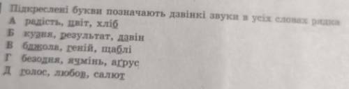 Підкреслені букви позначають дзвінкі звуки в усіх словах рядка