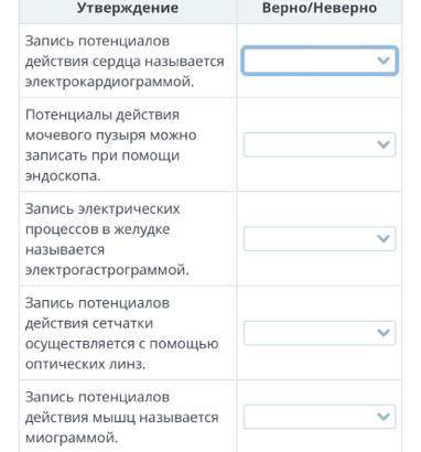 Определите верные или неверные утверждения