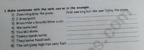 1 Make sentences with the verb can as in the example