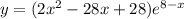 y=(2x^{2} -28x+28)e^{8-x}