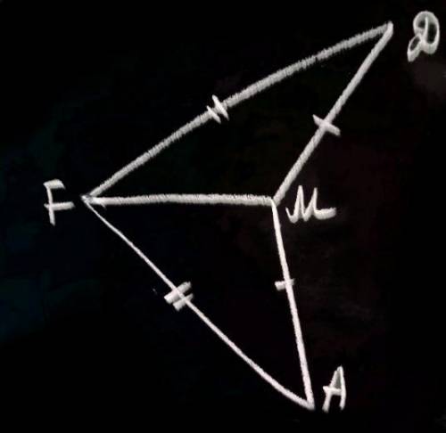 Дано: АM = MD AF = FD Довести: ∆ ABD = CBD