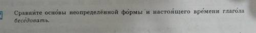 Сравните основы неопределённой формы и настоящего времени глагола беседовать поскорее можете