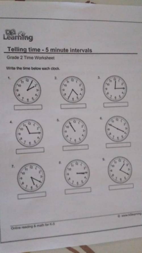 Write the time below each clock