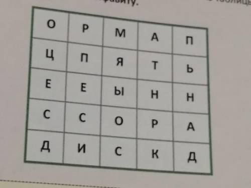 В таблице змейкой размещены четыре слова, которые связаны с темой урока ( их можно читать по гори