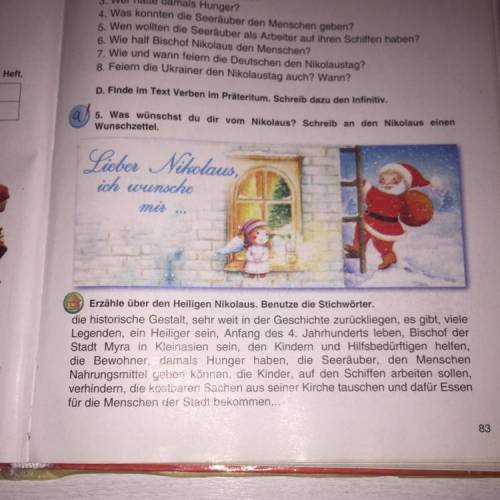 Erzähle über den Heiligen Nikolaus. Benutze die Stichwörter.