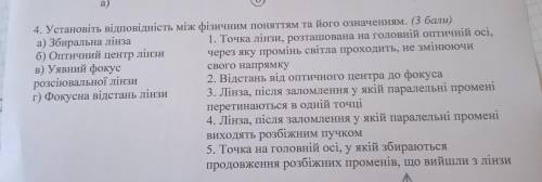 Установіть відповідність між фізичним поняттям та його означення. на фото