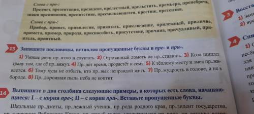 13)ЗАПИШИТЕ ПОСЛОВИЦЫ,ВСТАВЛЯЯ ПРОПУШЕННЫЕ БУКВЫВ ПРЕ- ПРИ-