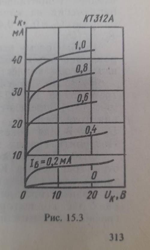 По семейству выходных характеристик транзистора КТ312А в схеме с общим эмиттером (рис. 1.2) определи