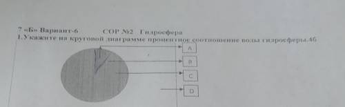 7 «Б» Вариант-6 СОР No2 Гидросфера 1. Укажите на круговой диаграмме процентное соотношение воды гидр