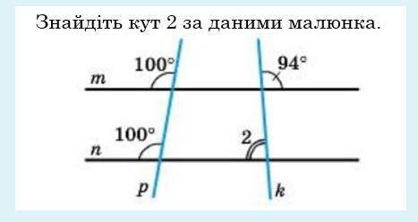 Знайдіть кут 2 за данними малюнка