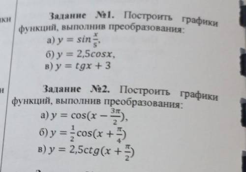 Построение графиков тригометрических функций построить графики функций выполнив преобразования ответ