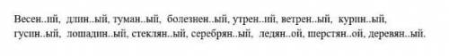 Суффиксы весенний, длинный, туманный, болезненный, утренний, ветреный, куриный, гусиный лошадиный, с