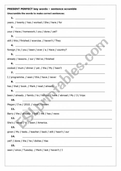 Unscramble the words to make correct sentences