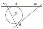 Какая прямая является касательной к окружности с центром в точке О? Выберите один ответ: a.Прямая m