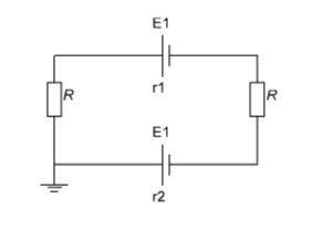 Построить потенциальную диаграмму цепи, если E1 = 20 В, E2 = 45 В, R1 = 4 Ом, R2 = 5 Ом, r1 = 1 Ом,