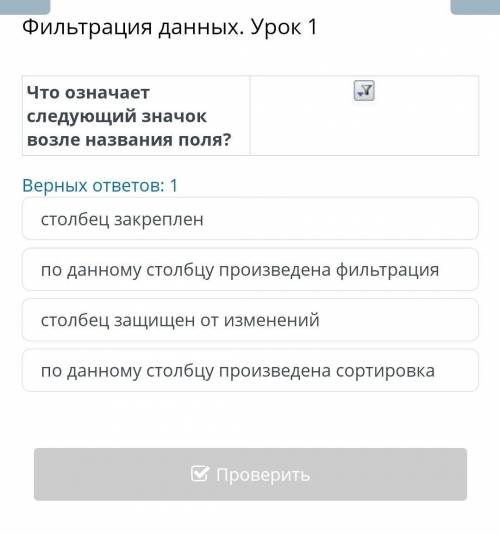 Столбец закреплен по данному столбцу произведена фильтрация столбец защищен от изменений по данному