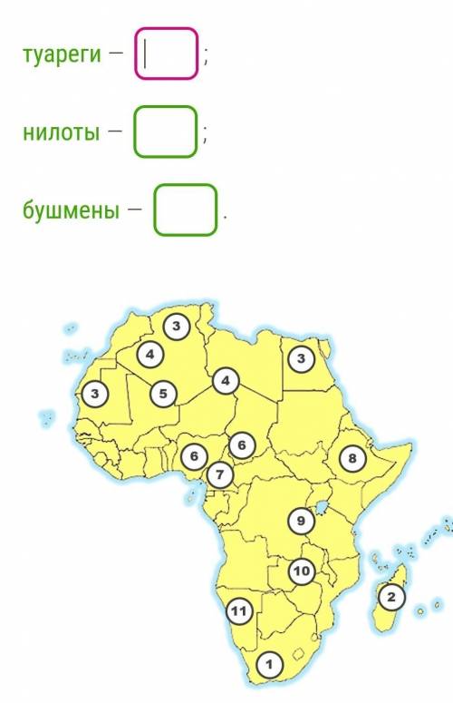 , где живут эти народы, нужно указать цифру каждого.