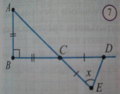 Найдите величину неизвестного угла x из рисунка