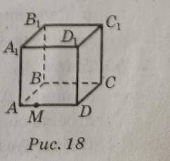 На рисунку 18 зображено куб ABCDA B C D , на ребрі AD якого позначили точку М. Побудуйте образ даног