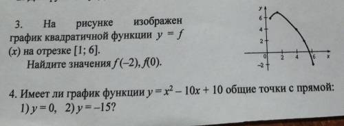 У 4 3. Ha рисунке изображен график квадратичной функции y = f (х) на отрезке [1; 6]. Найдите значени