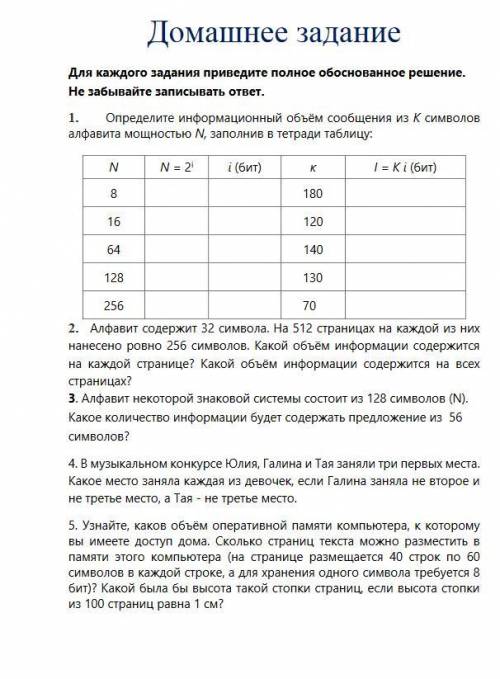 Сделать домашнее задание по информатике