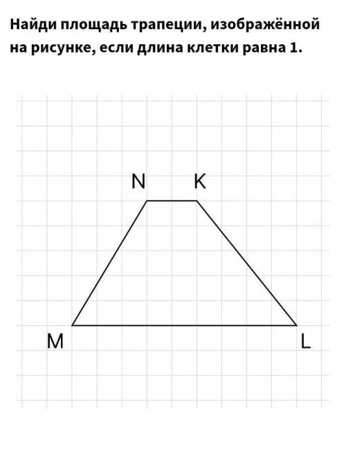 Найди площадь трапеции, изображённой на рисунке, если длина клетки равна 1.