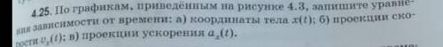 По графикам, приведённым на рисунке 4.3, запишите уравнения зависимости от времени: а) координаты те