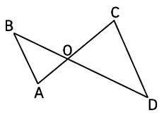 Задан рисунок. ∠В = ∠D. Будут ли треугольники АОВ и СОD подобными? Если нет, дайте пояснение. Если д