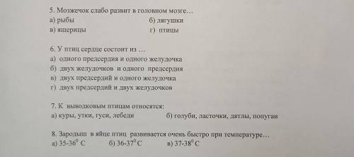 Выберите правильный ответ в 5 и 8