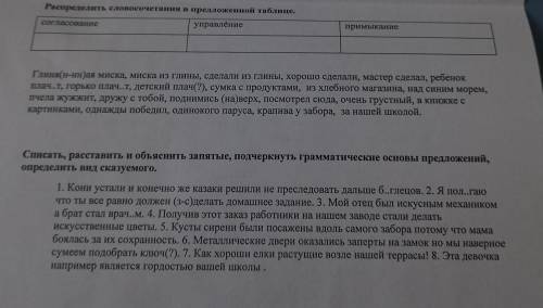 Распределить словосочетания в предложенной таблице. Списать, расставить и объяснить запятые, подчерк